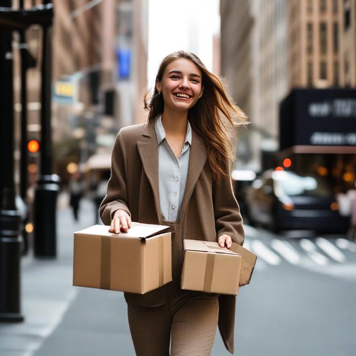 girl holding custom boxes