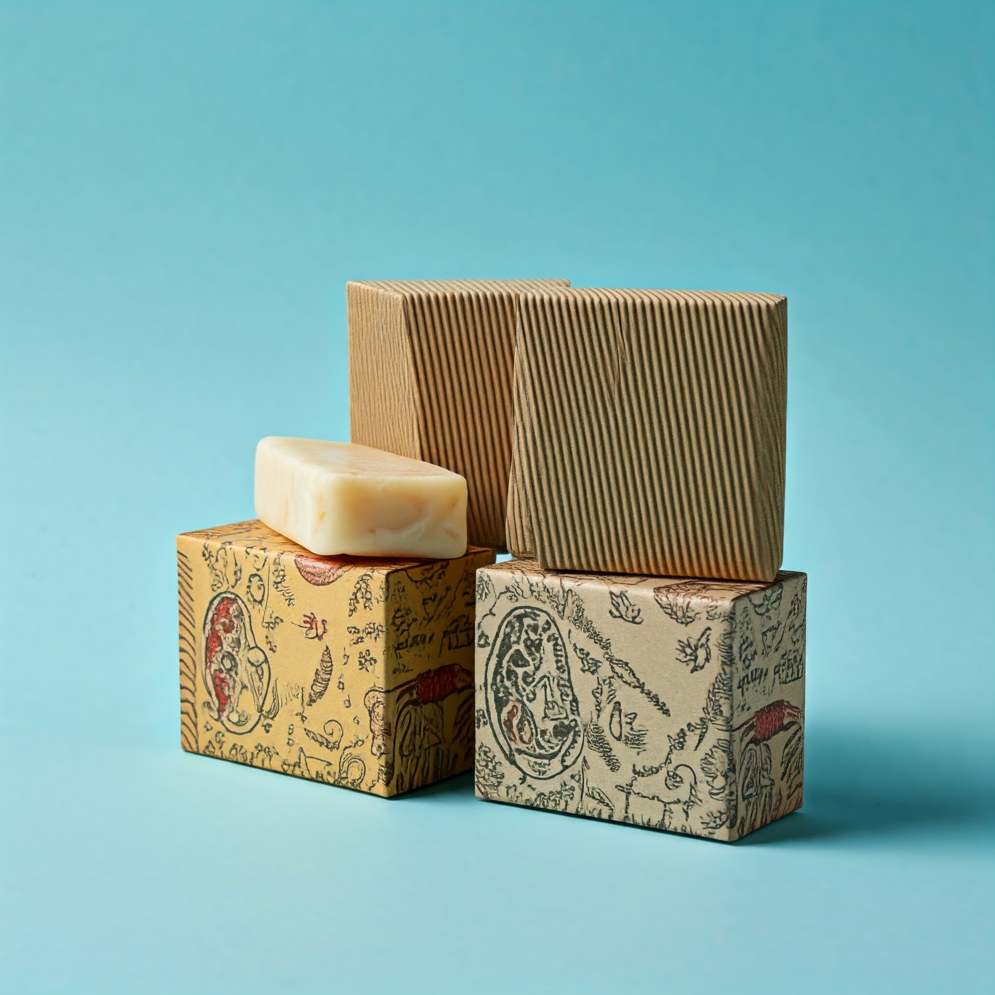 Custom eco-friendly soap packaging for handmade soaps.