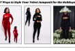 Velvet Jumpsuit foe women in black and red colour