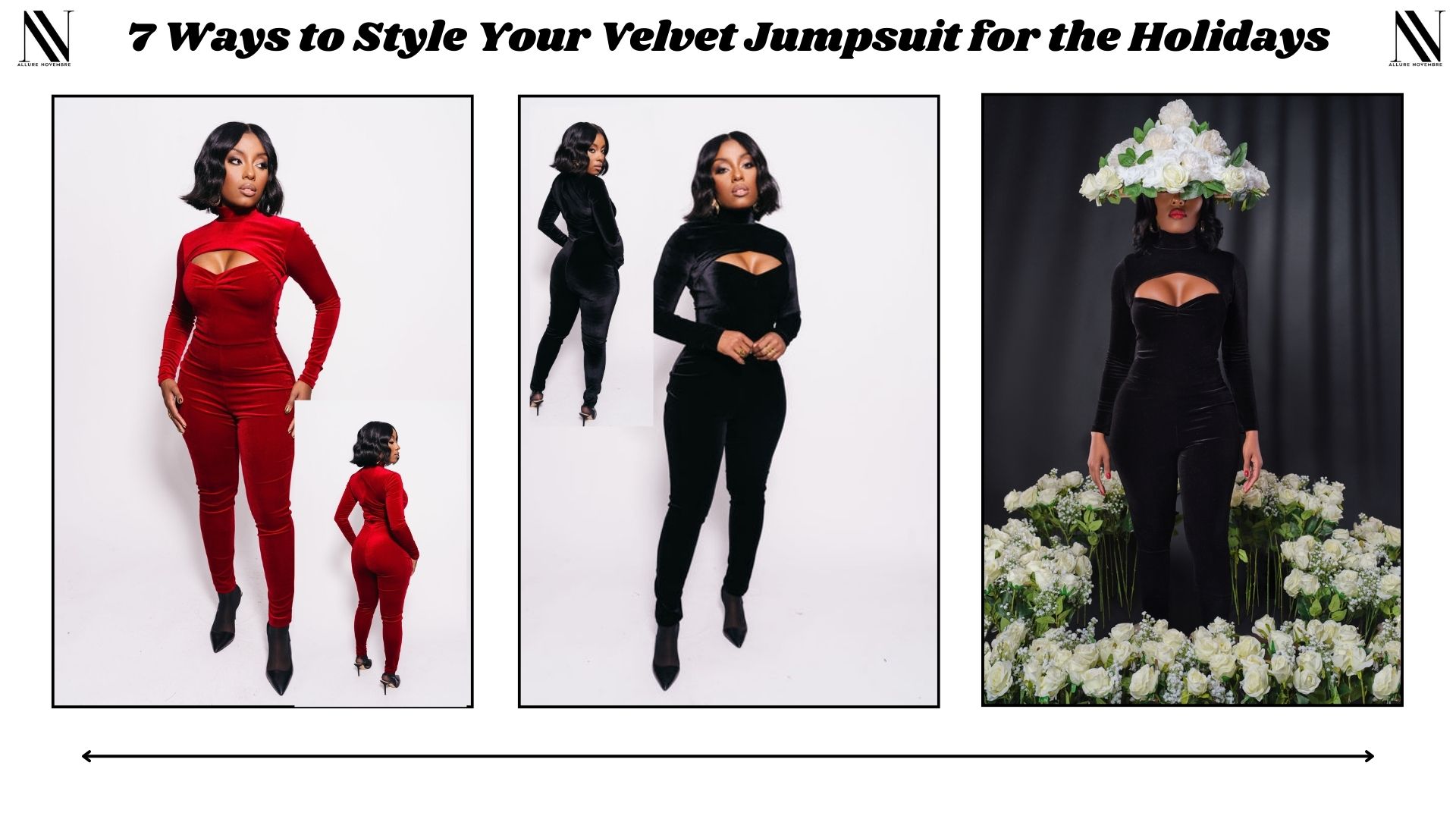 Velvet Jumpsuit foe women in black and red colour